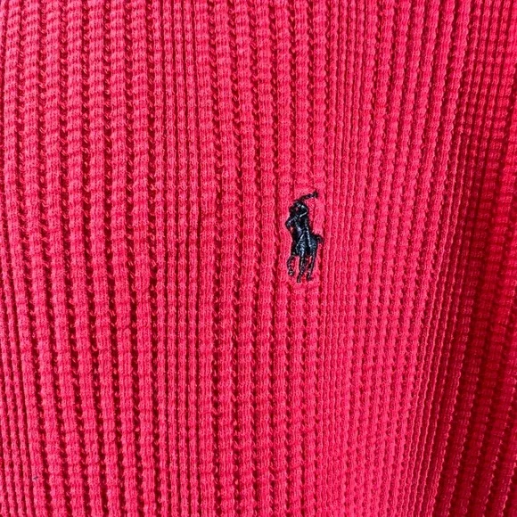 Polo Ralph Lauren Red Waffle Knit Long Sleeve Thermal Shirt X-Large - Picture 2 of 16